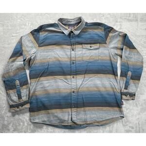 Patagonia Fjord Midweight Flannel Shirt Men's XL Blue/Yellow Stripe Cotton